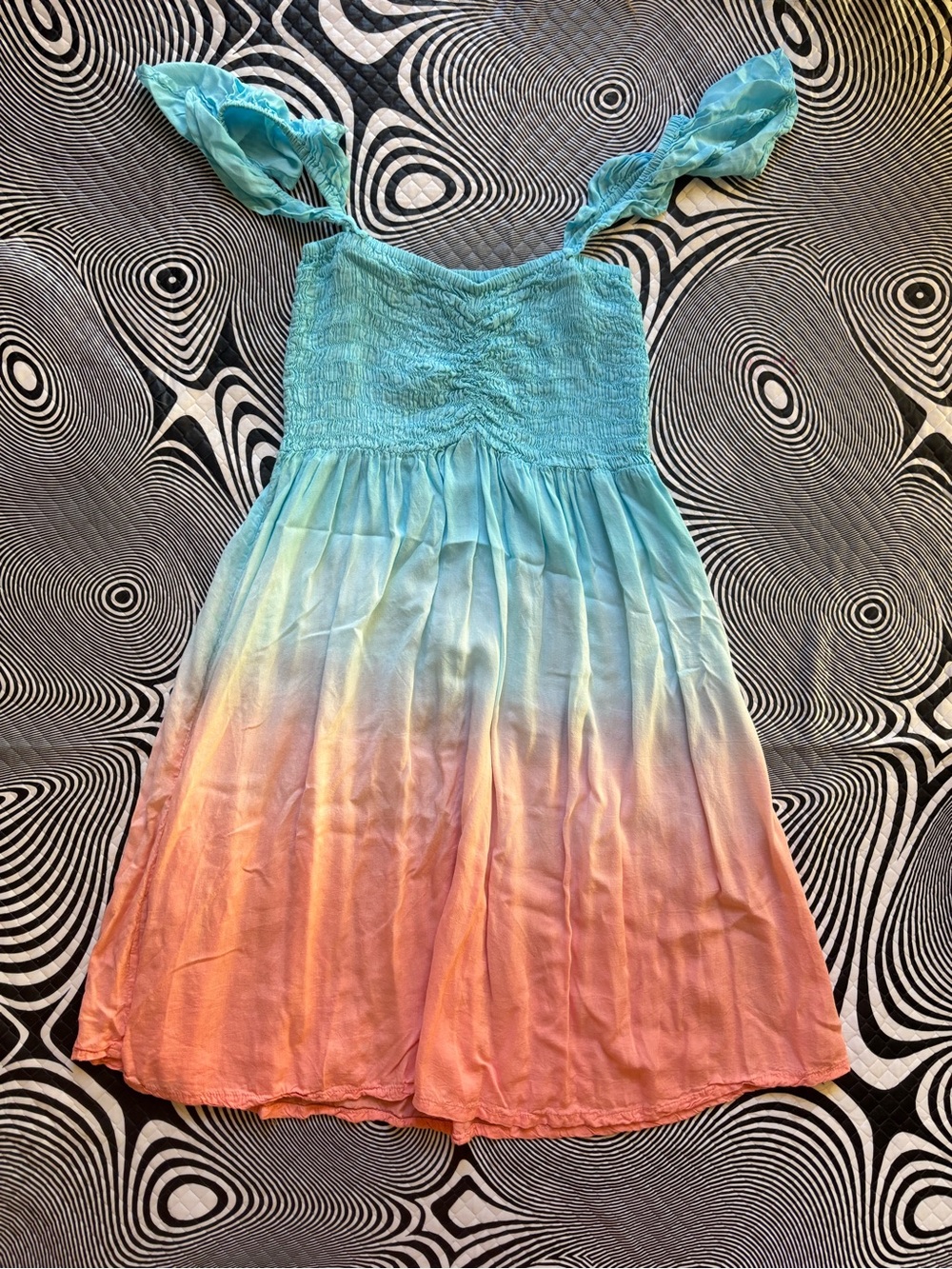 Tiare Hawaii Ombre Blue to Peach Mini Dress